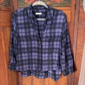 Madewell Black and Purple Plaid Button-Down Shirt